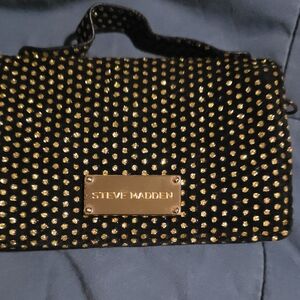 Steve Madden Black and Gold Studded Clutch
